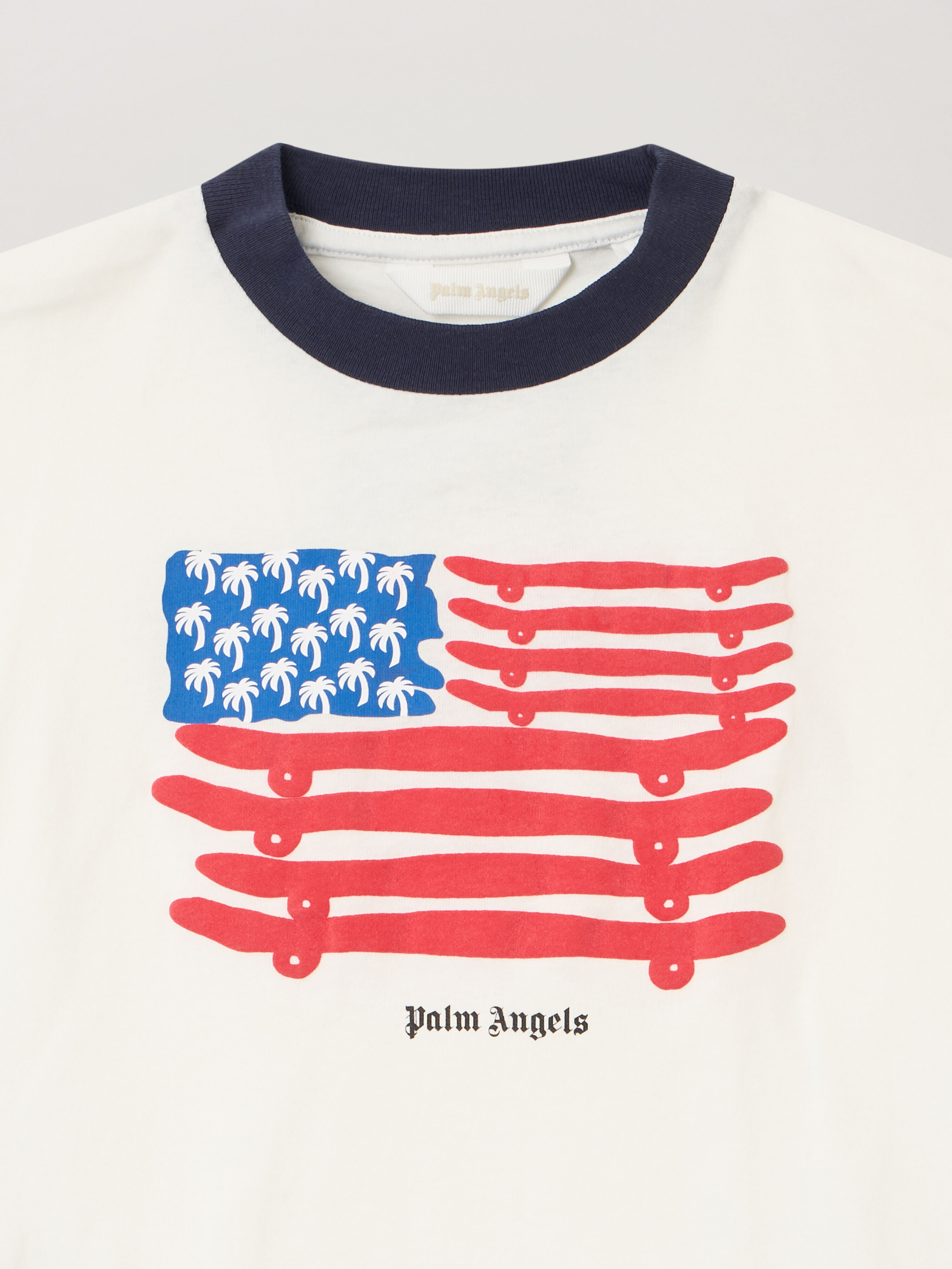 PALM ANGELS Palms Flag Over Tshirt S/S OFF WHITE - RED PBAA002F25JER003