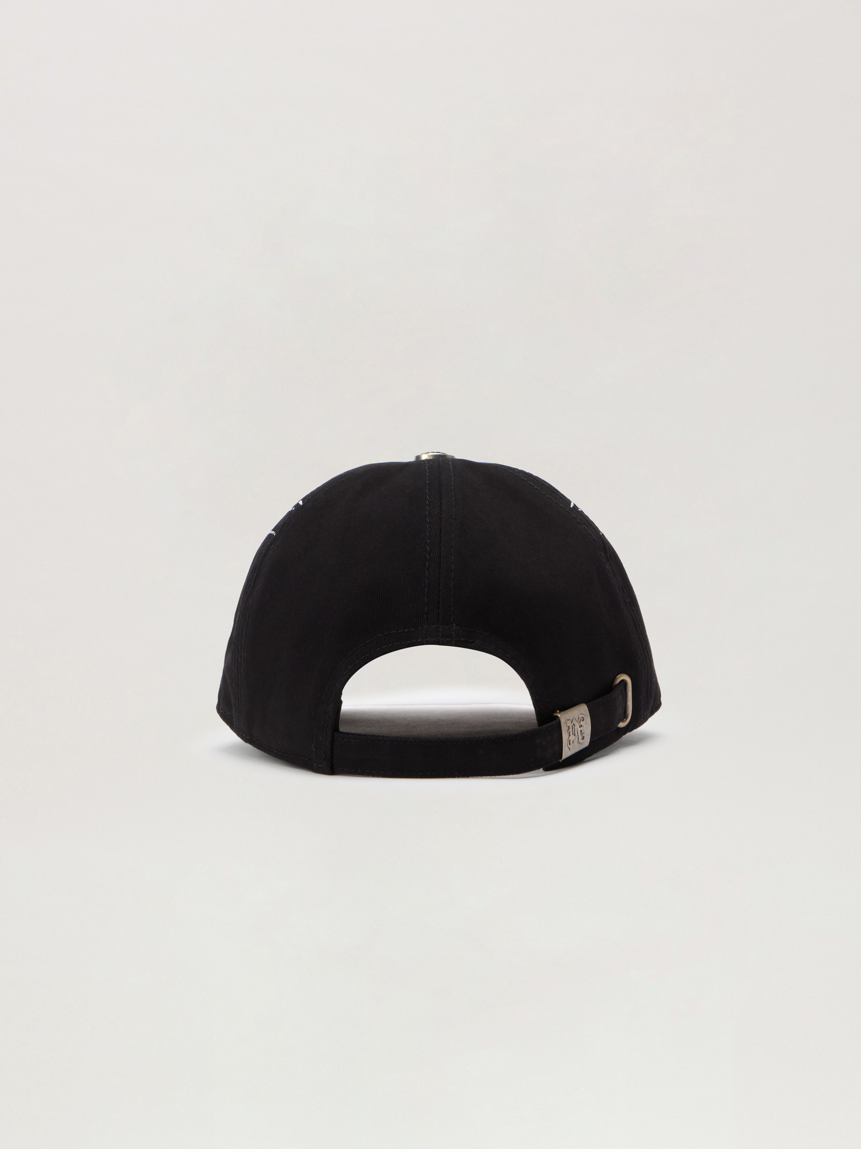 PALM ANGELS Curved Logo Flames Cap BLACK - LIGHT GREY PMLB104F25FAB006