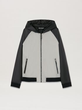 PALM ANGELS  Curved logo Windbreaker BLACK - OFF WHITE PMBD058C99FAB002
