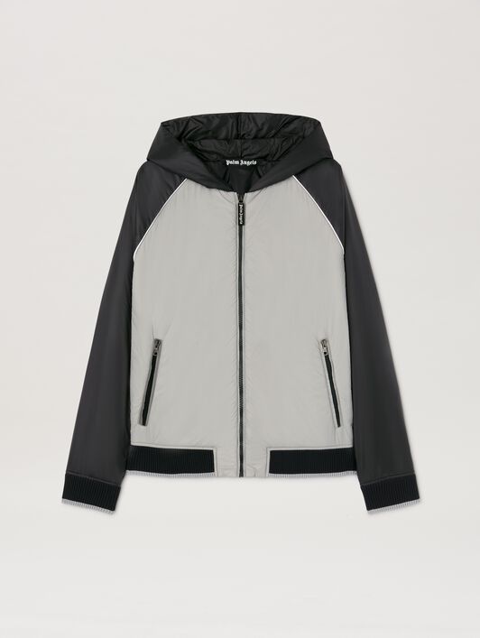 PALM ANGELS  Curved logo Windbreaker GREY - BLACK PMEA289S25FAB001