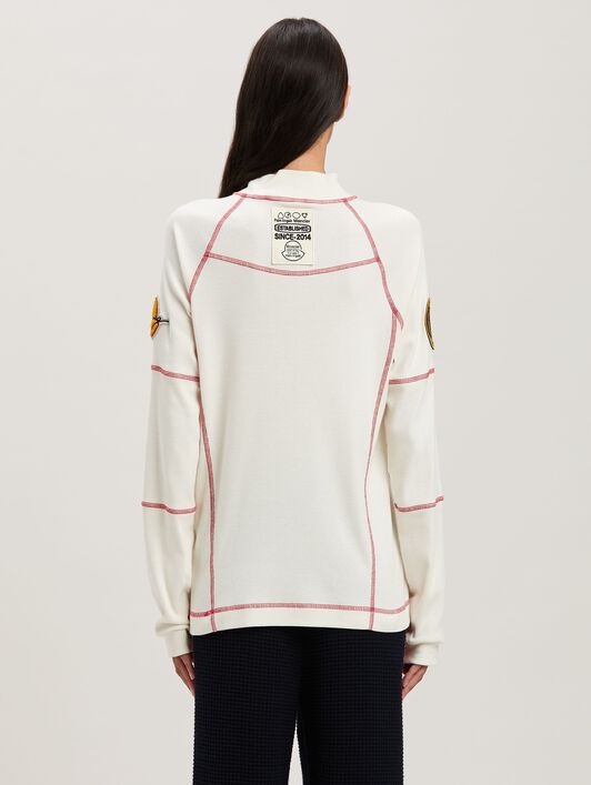 PALM ANGELS  Langärmliches Racing T-Shirt Moncler x Palm Angels WHITE - BLACK PMAB057T25FAB001