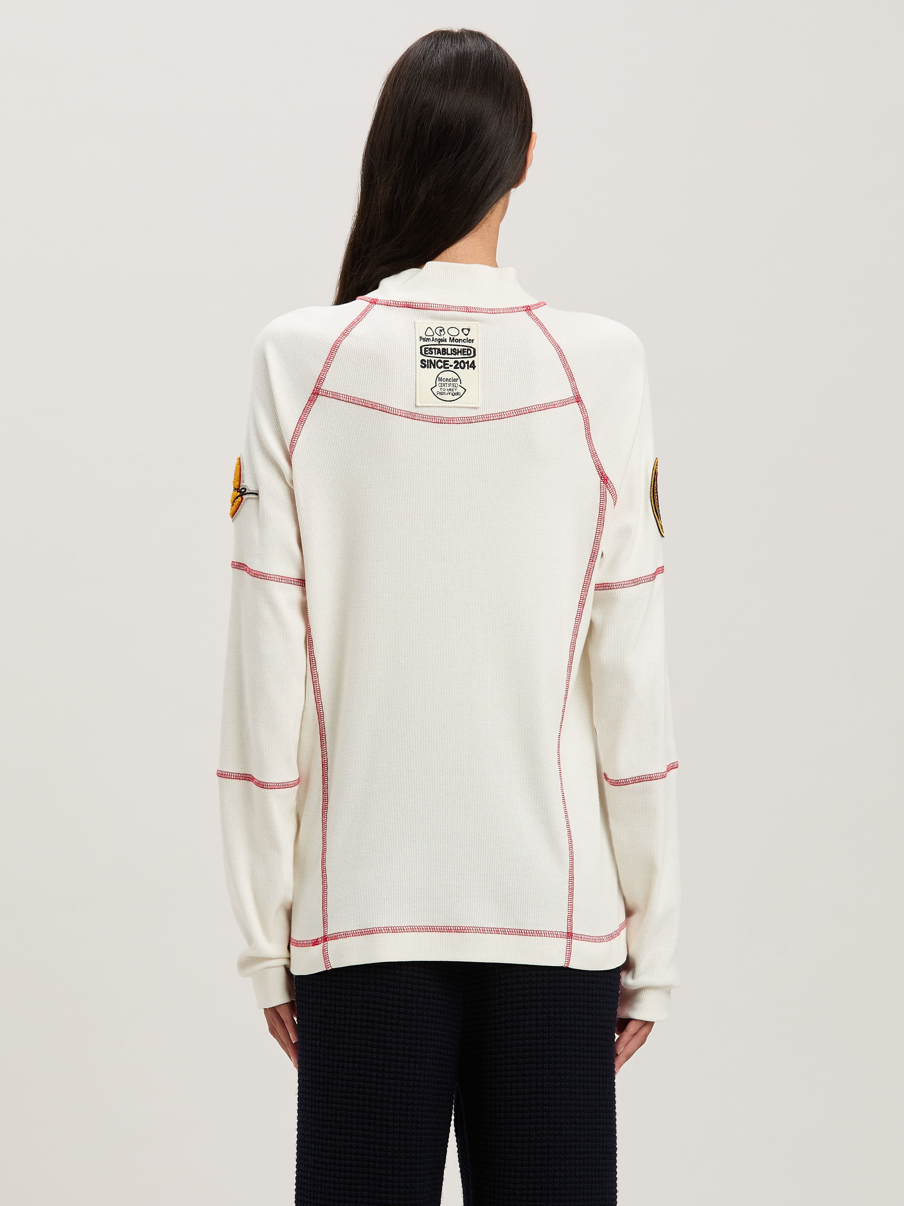 PALM ANGELS  Langärmliches Racing T-Shirt Moncler x Palm Angels WHITE - BLACK PMAB057T25FAB001