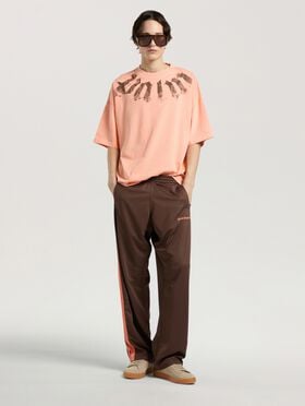 PALM ANGELS Big Neck Logo Loose Tee PEACH ORANGE - BROWN PAMAA03F26JR01