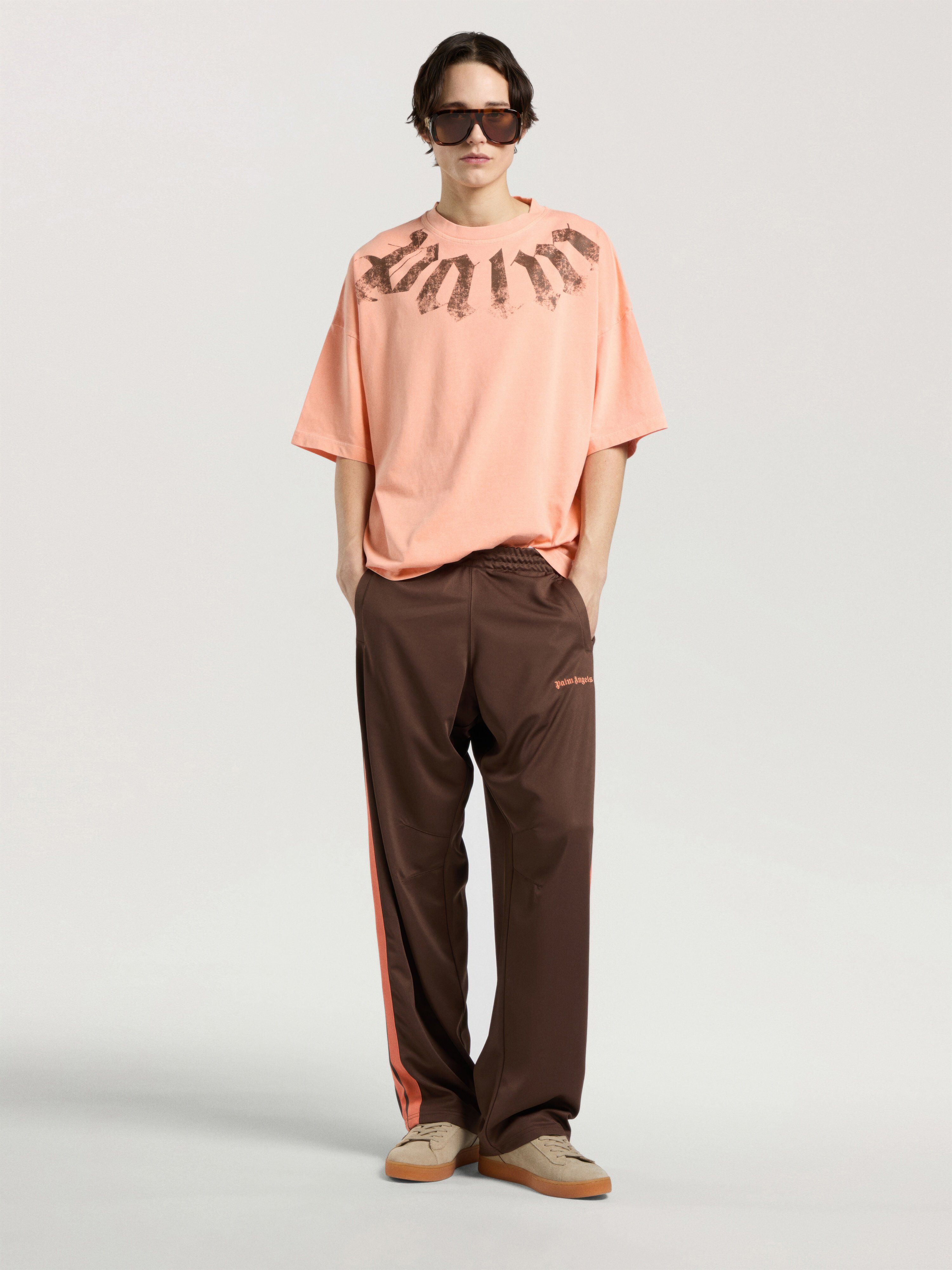 PALM ANGELS Big Neck Logo Loose Tee PEACH ORANGE - BROWN PAMAA03F26JR01