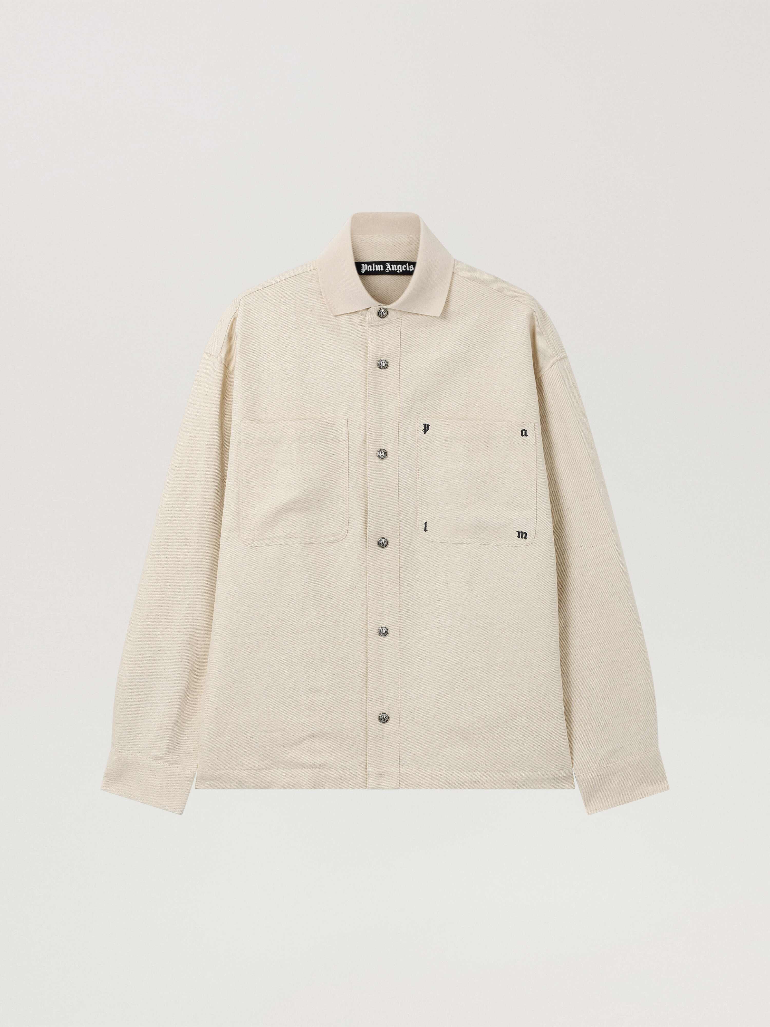 Palm Type Loose Shirt PALM ANGELS Palm Type Loose Shirt OFF WHITE - BLACK PAMGE05F26FB01