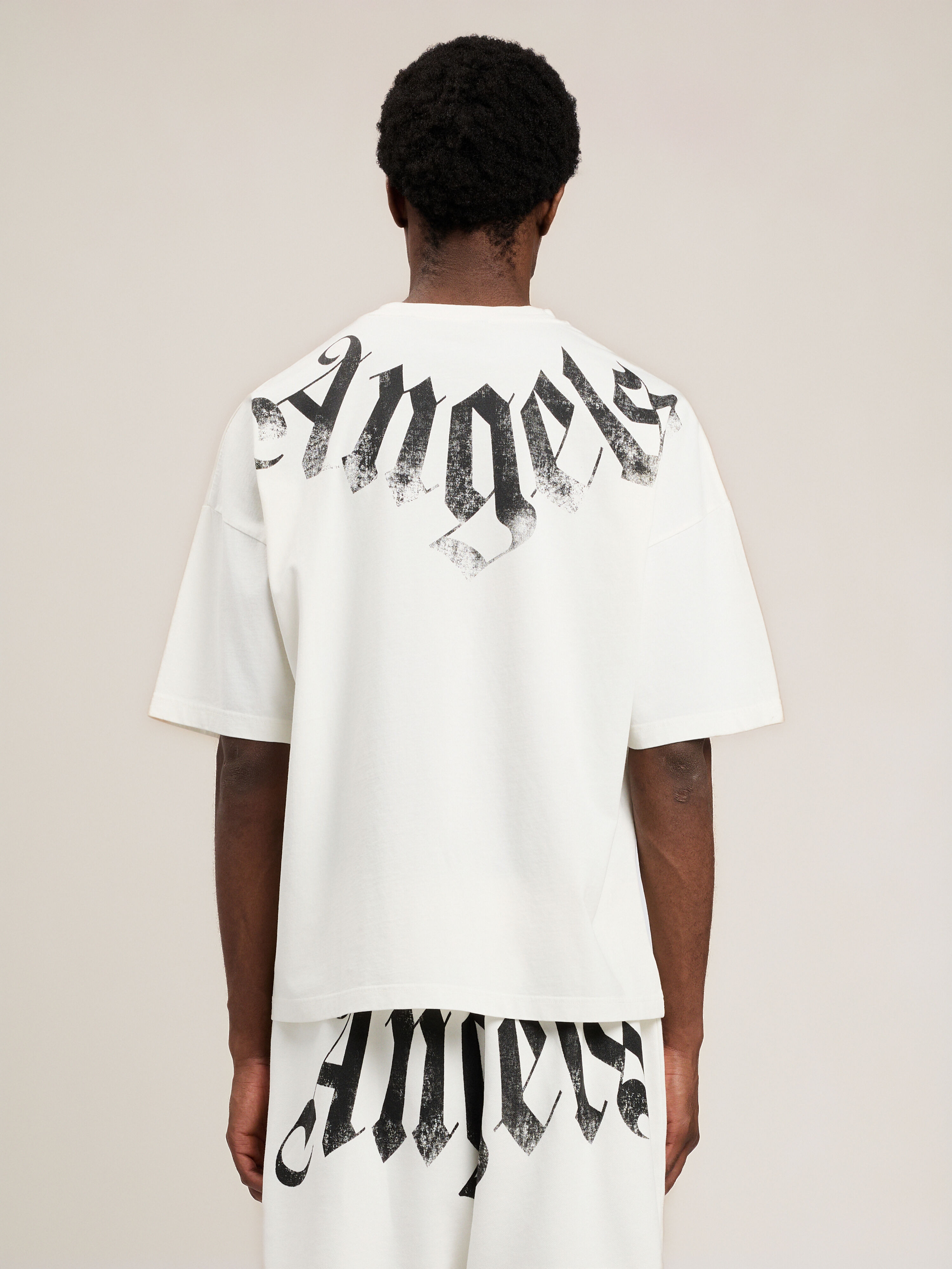 PALM ANGELS Big Neck Logo Loose T-Shirt OFF WHITE BLACK PMAA10DS26JER002