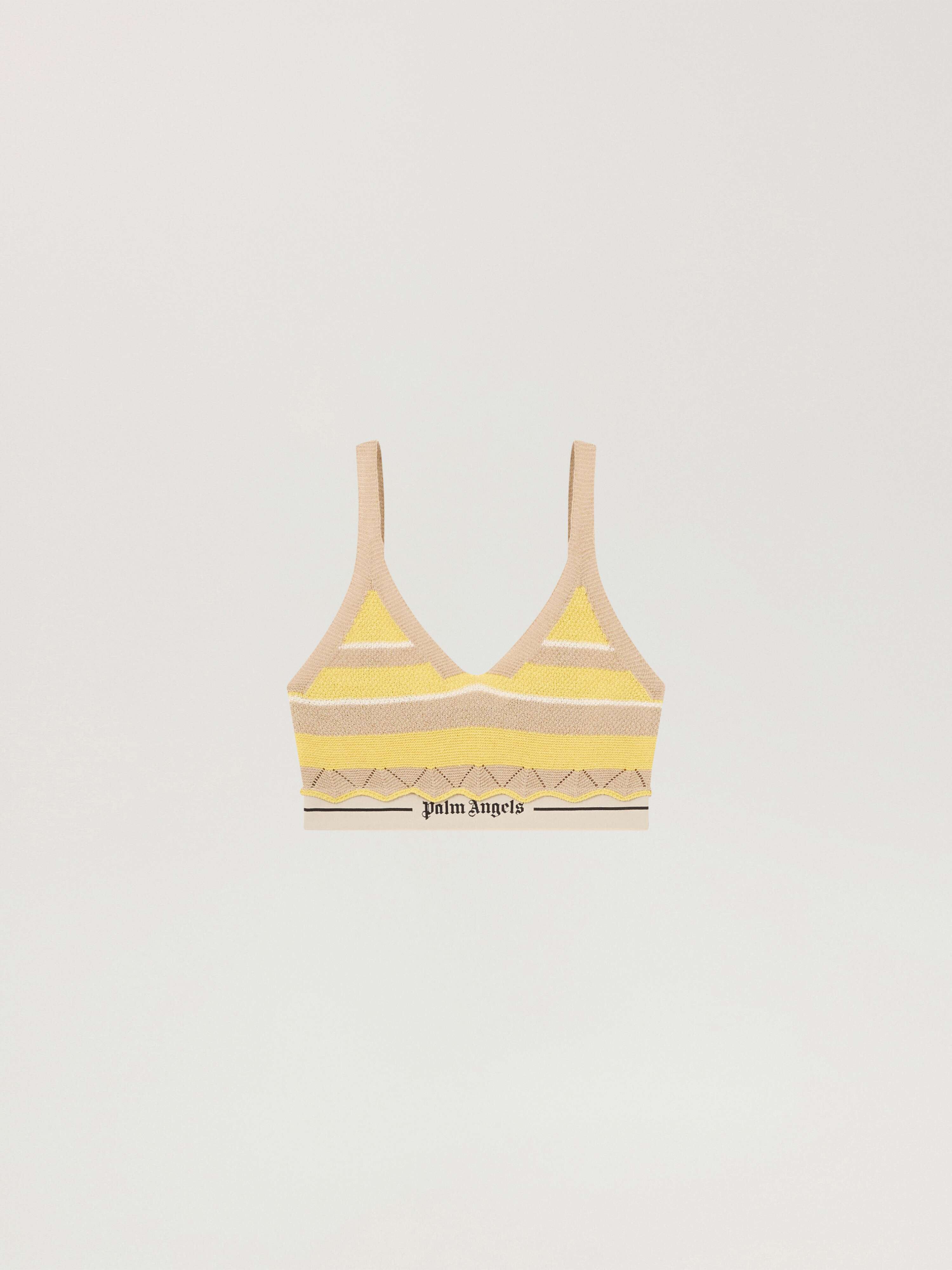 Logo Beach Knit Top PALM ANGELS Logo Beach Knit Top LIGHT YELLOW - KAKI PAWHT01F26KN01