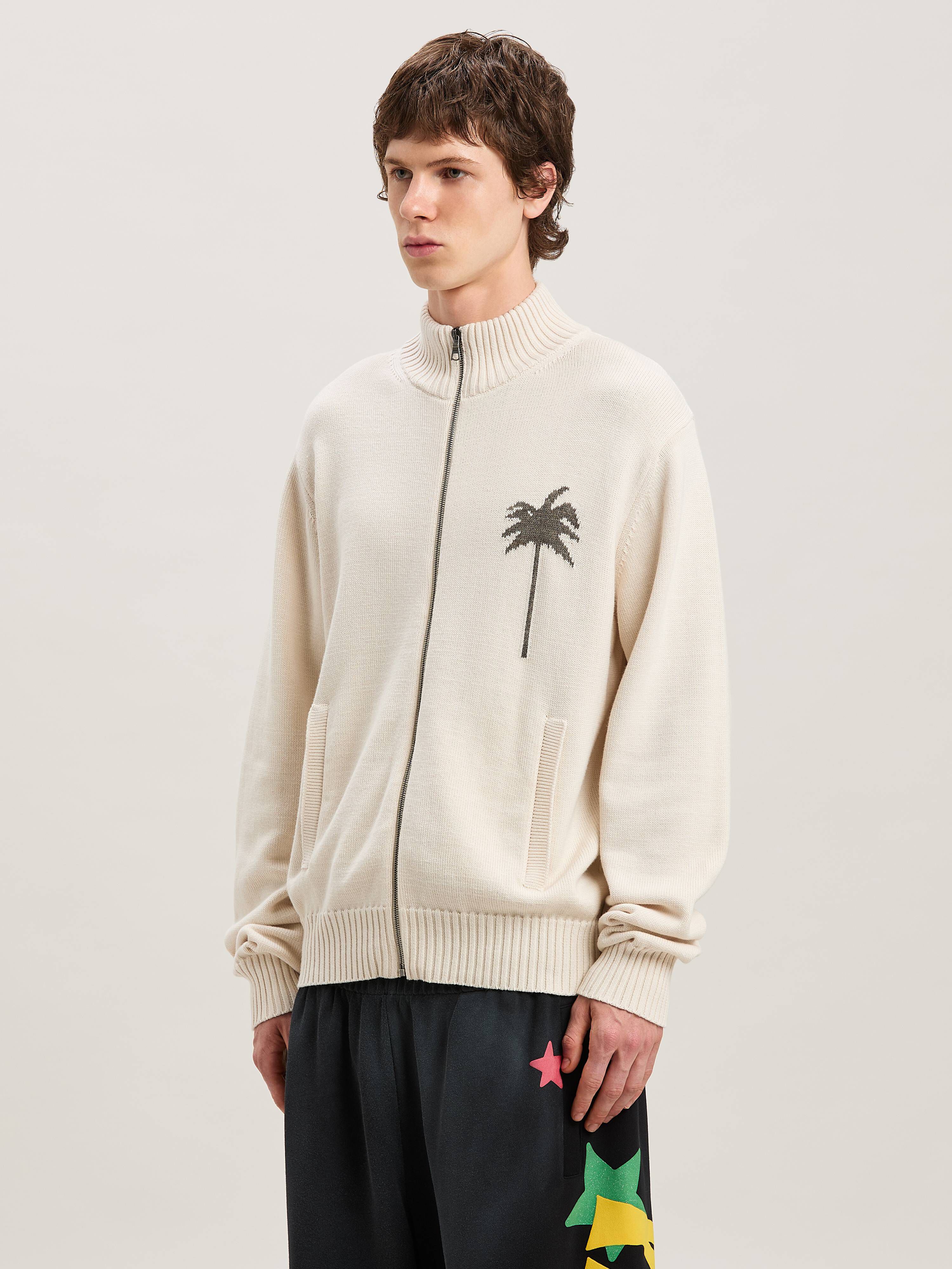 PALM ANGELS  Strickjacke mit Palme OFF WHITE - GREY MELANGE PMHA061S25KNI001