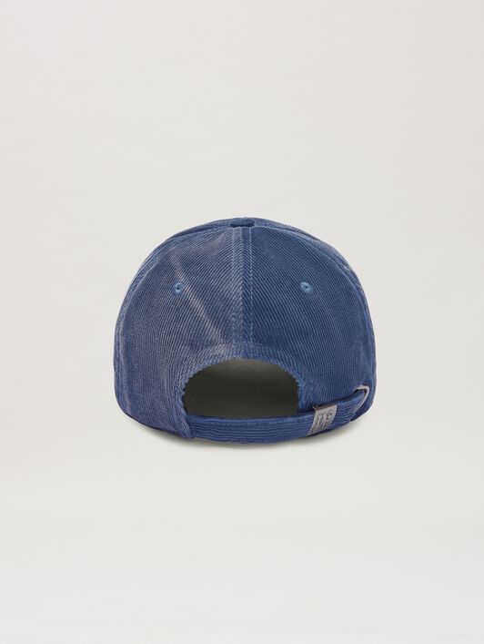 PALM ANGELS  Corduroy baseball cap VINTAGE BLACK - WHITE PMLB108S25FAB002