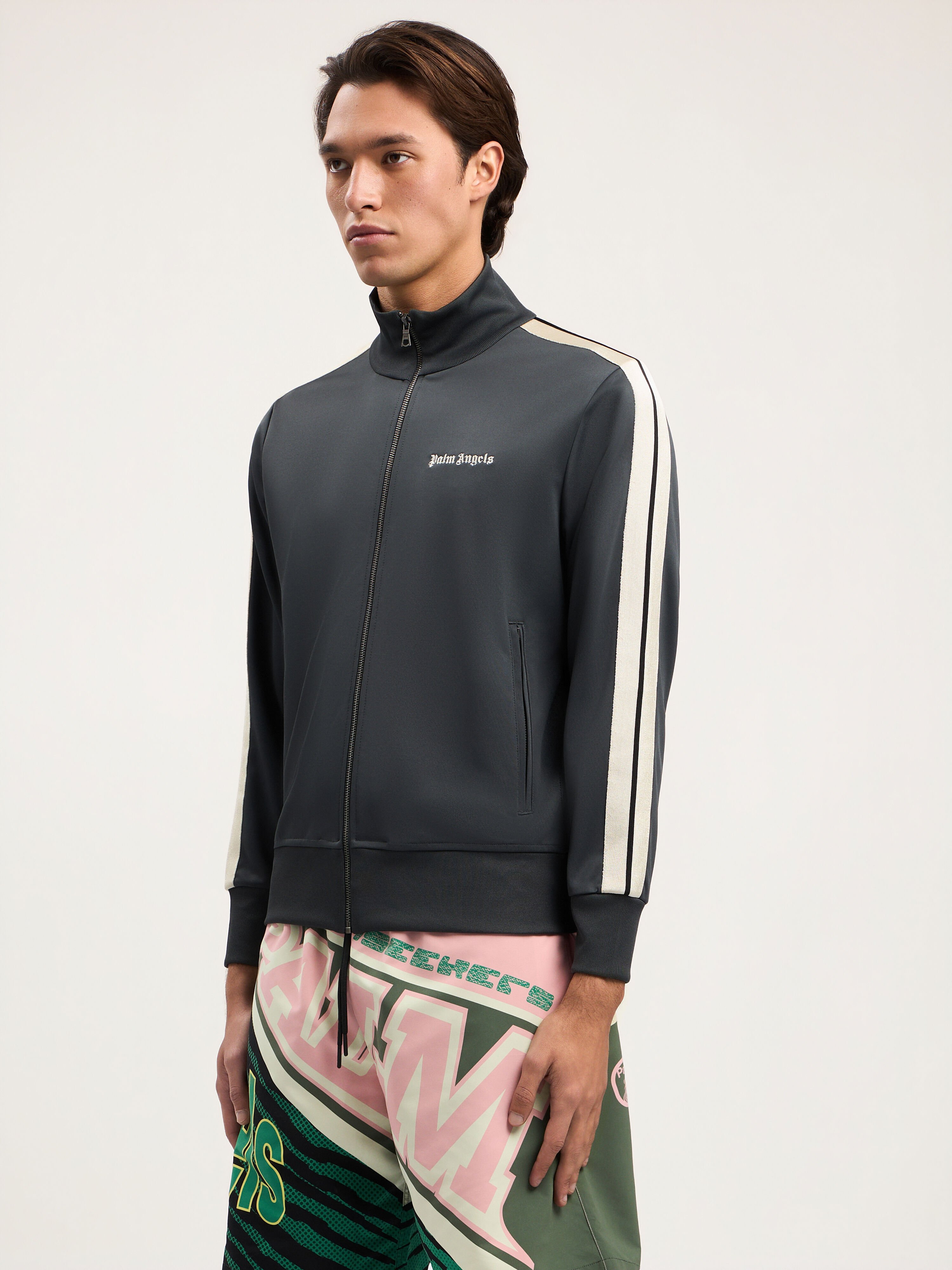 PALM ANGELS Classic Logo Track Jacket DARK GREY OFF WHITE PMBD058S26FAB001