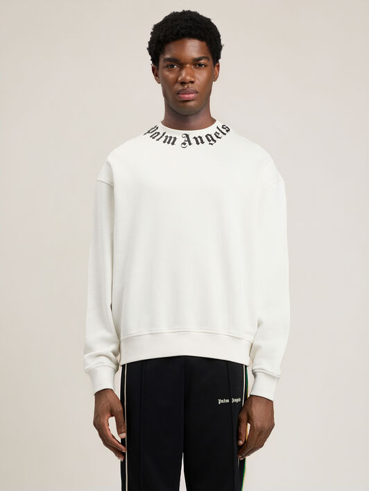 PALM ANGELS Neck Logo Sweatshirt OFF WHITE BLACK PMBA08HS26FLE004