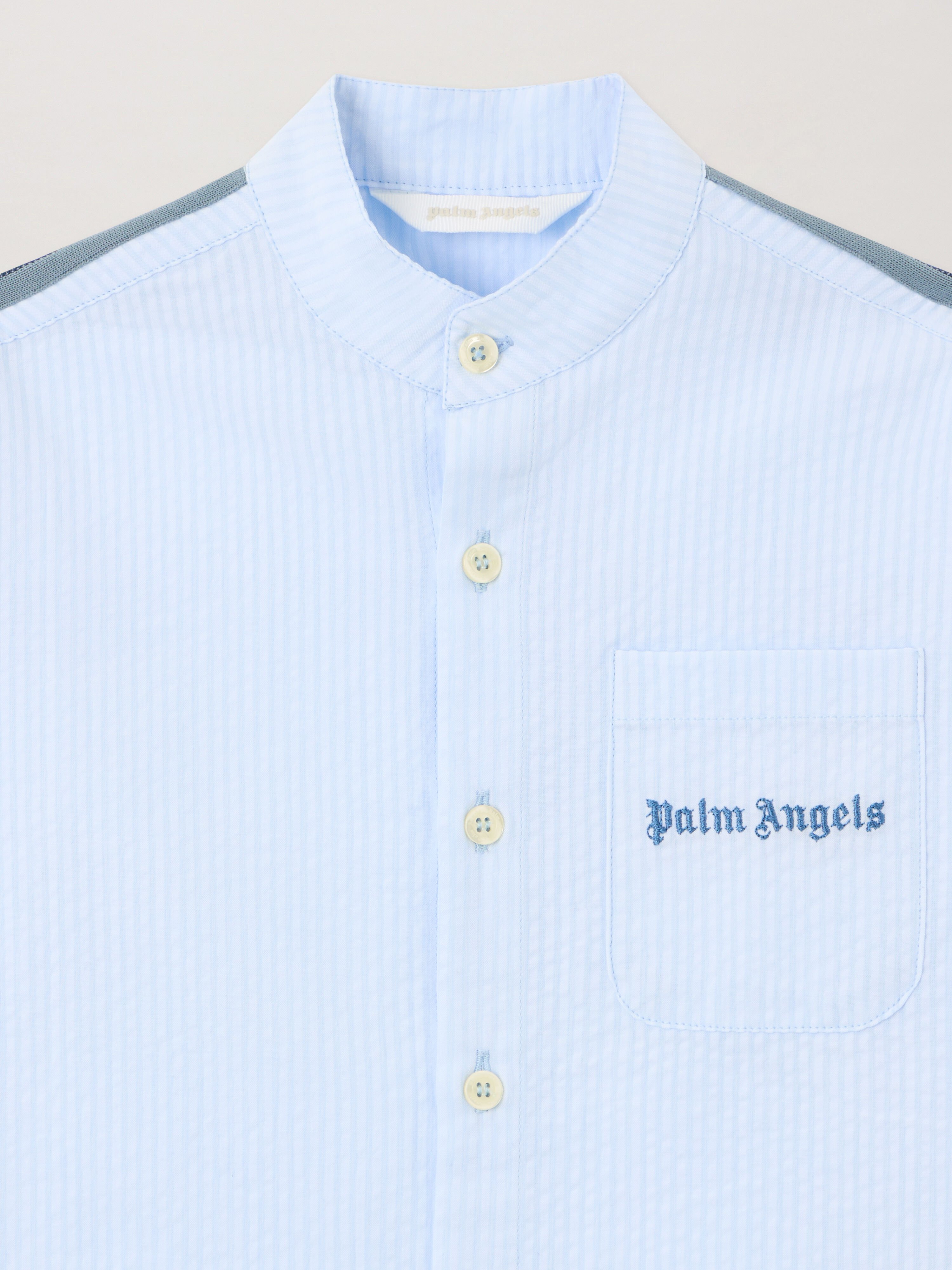 PALM ANGELS Korean Collar Track Shirt BLU BIMBO/ BABY BLUE PBGE008S26FAB001