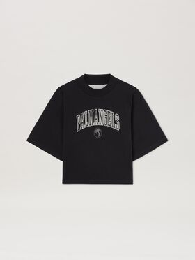 PALM ANGELS  College cropped T-shirt BROWN - DARK BROWN PWJA035S25LEA001