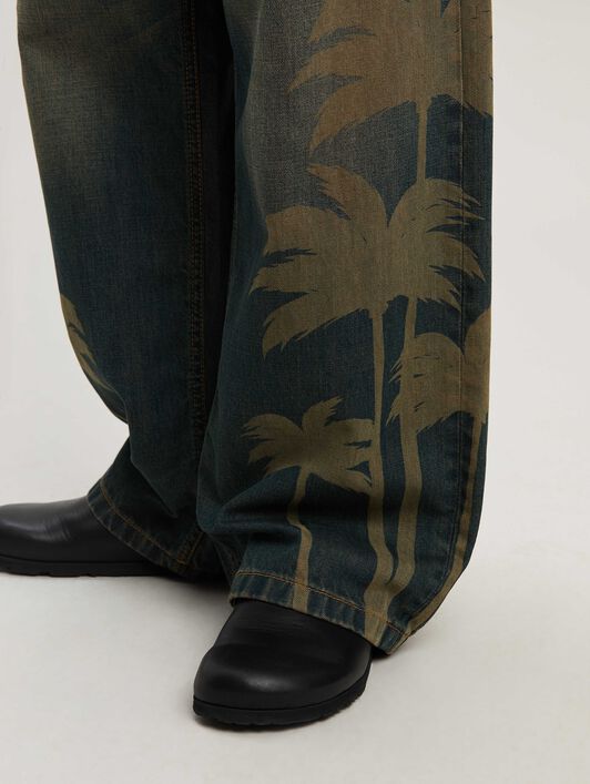 PALM ANGELS  Palm lasered denim pants MARRONE - GRIGIO PMYA049S25DEN001