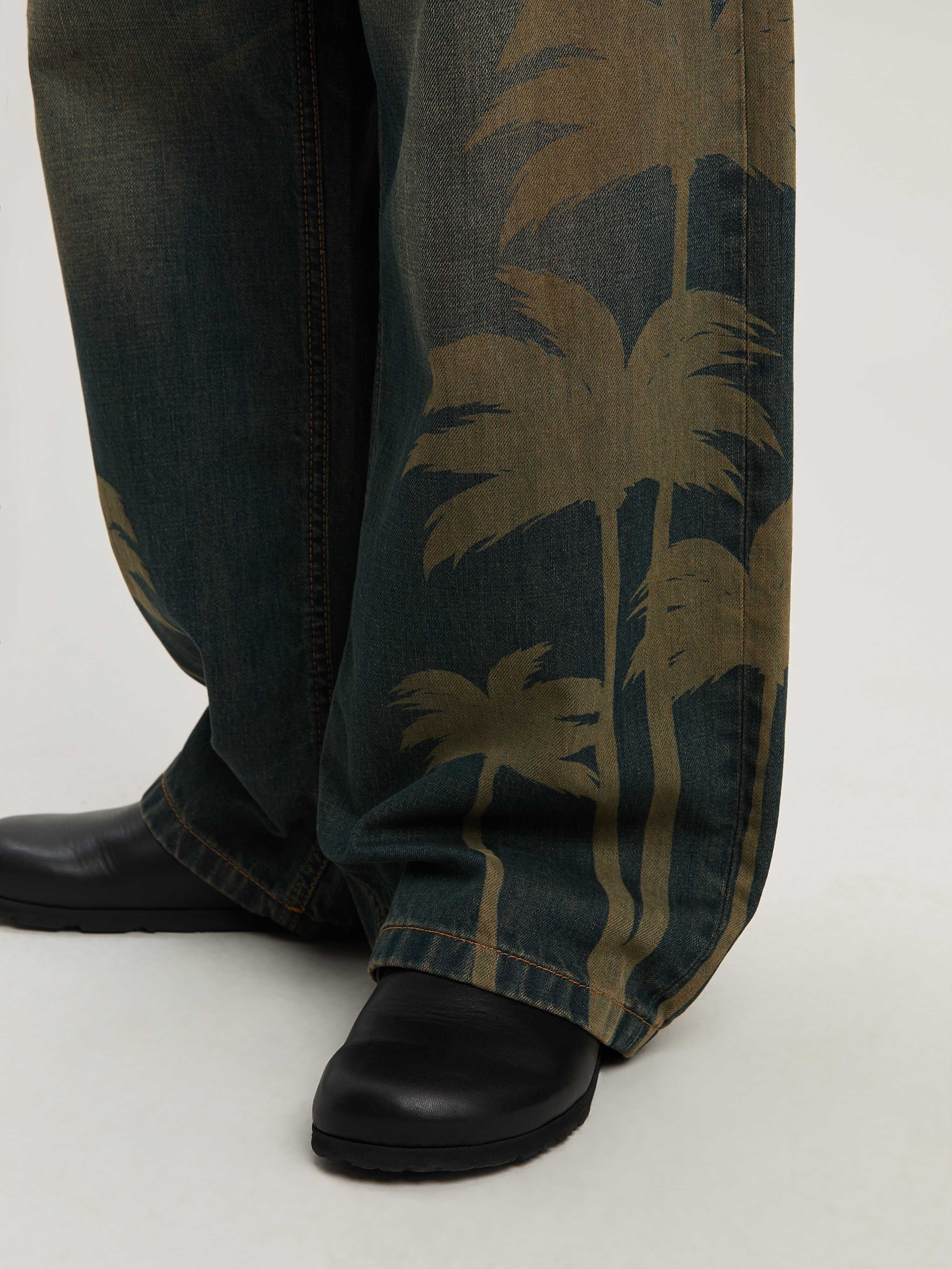 PALM ANGELS  Palm lasered denim pants MARRONE - GRIGIO PMYA049S25DEN001