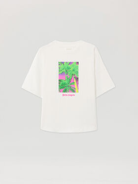 PALM ANGELS Solarized Palms Over Tee S/S OFF WHITE - GREEN PGAA001F25JER001
