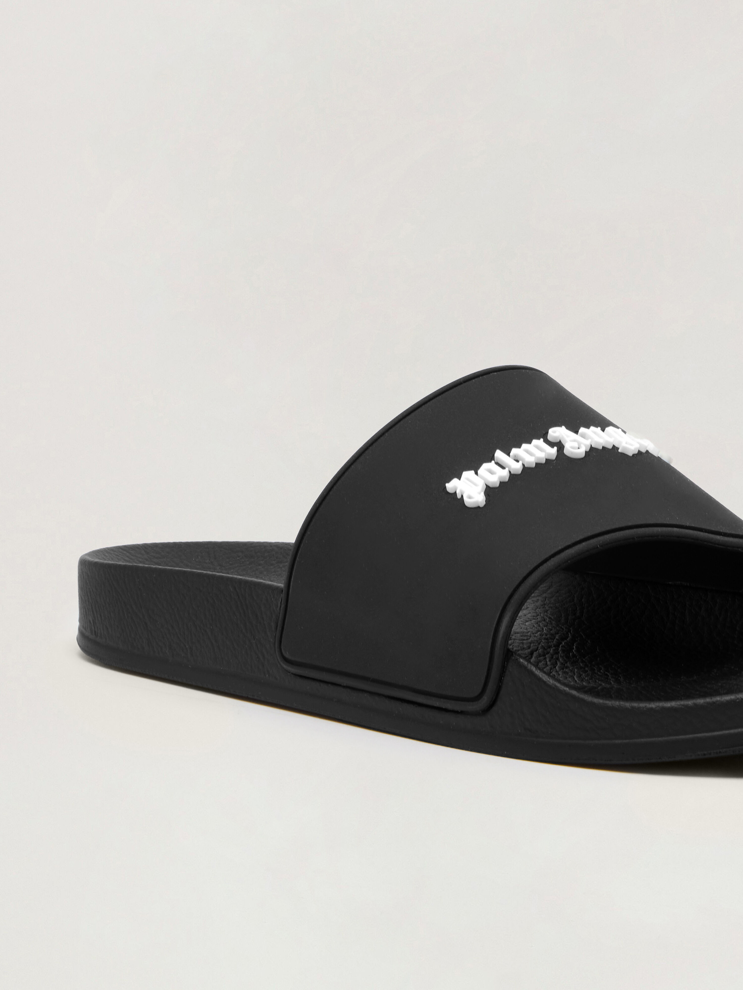 PALM ANGELS Classic Logo Pool Slider BLACK WHITE PWIC013C99MAT001