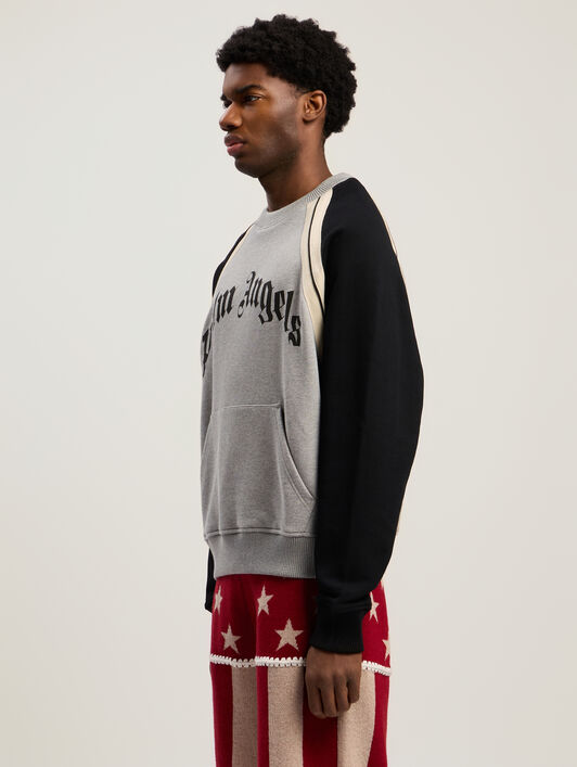 Curved Logo Track Crew PALM ANGELS Curved Logo Track Crew GREY MELANGE - BLACK PMBA08LF25FLE001