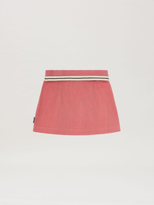 PALM ANGELS  Chambray Track mini skirt ROSE PINK ROSE PINK PGYF001S25DEN001
