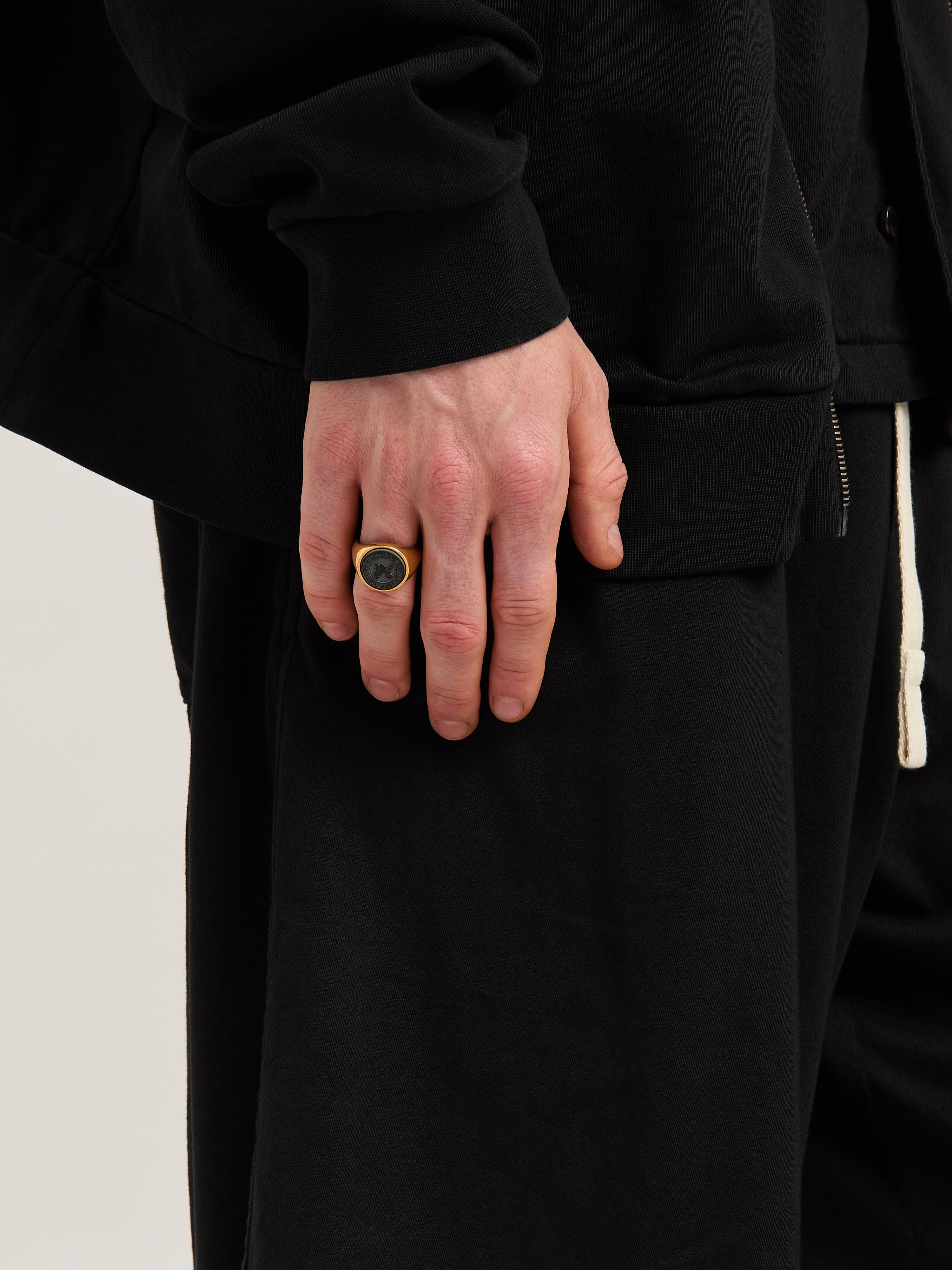 PALM ANGELS  Stone Emblem Ring GOLD - BLACK PMOC029S25MAT001