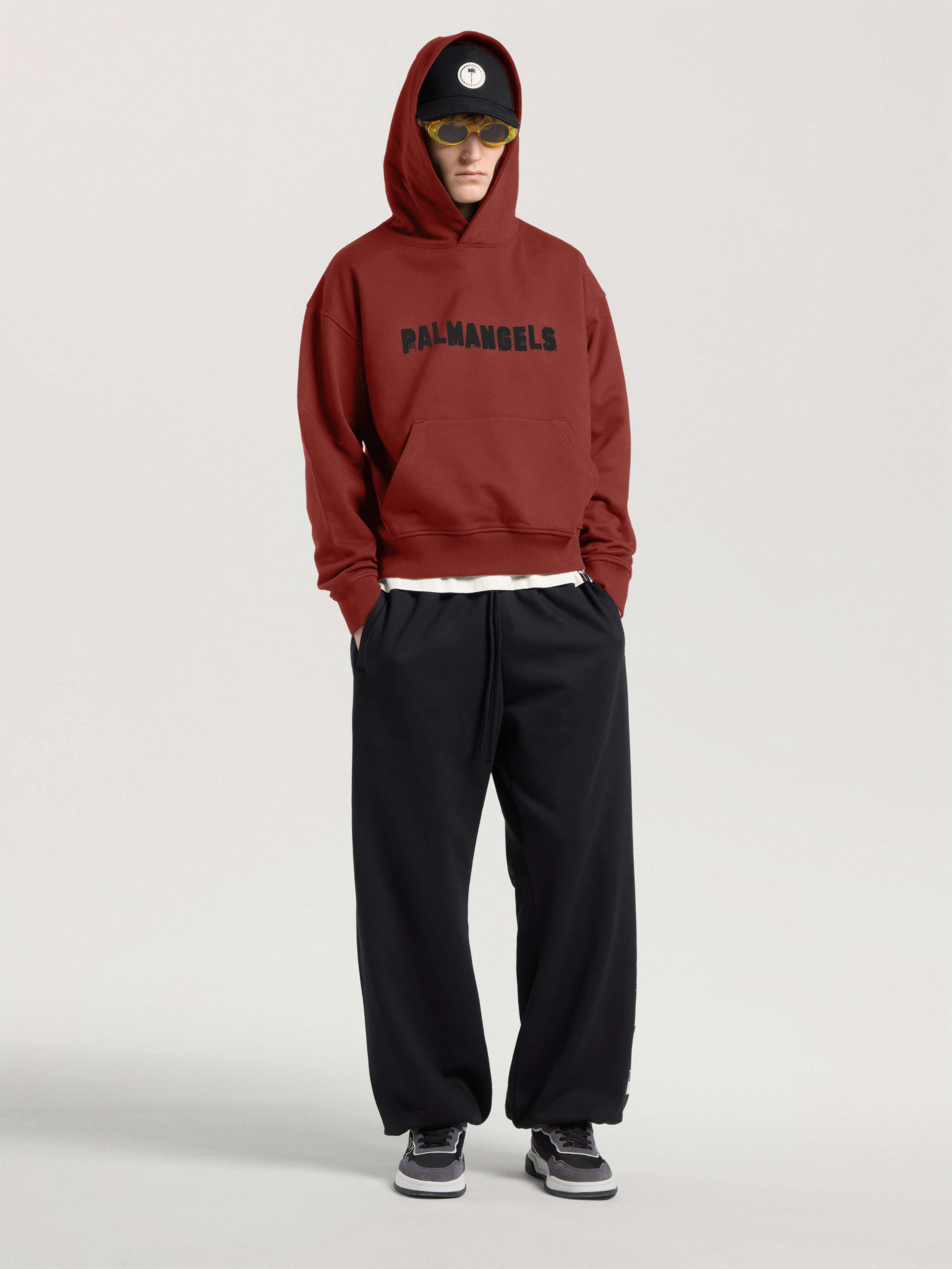 PALM ANGELS Palm Hills Regular Hoodie BRICK RED - BLACK PAMBB03W26FL07