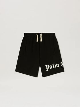 PALM ANGELS  Sweat-Shorts mit Over-Logo BLACK OFF WHITE PBCI006C99FLE002