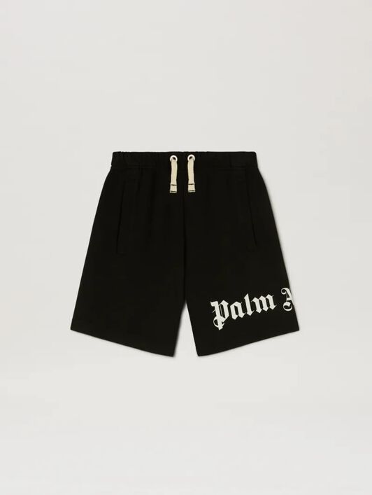PALM ANGELS  Overlogo sweat shorts BLACK OFF WHITE PBCI006C99FLE002