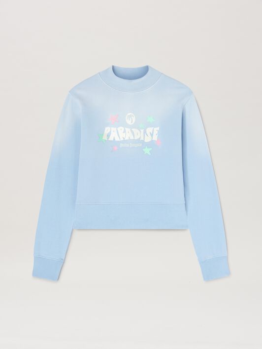 PALM ANGELS  Paradise Sweatshirt mit Rundhalsausschnitt BABY BLUE - OFF WHITE PWBA016S25FLE001