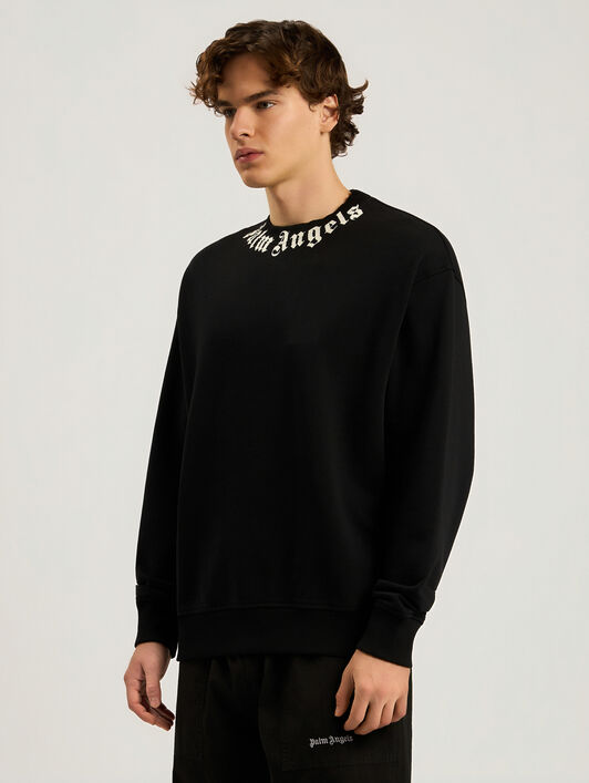 Felpa Neck Logo Regular PALM ANGELS Felpa Neck Logo Regular BLACK - OFF WHITE PAMBA03F26FL01