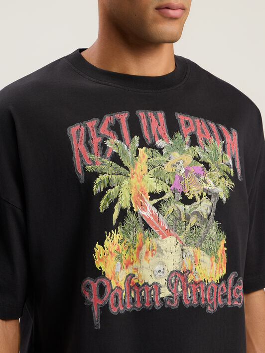 PALM ANGELS Rest In Palm Loose T-Shirt BLACK - MULTICOLOR PMAA10DF25JER006
