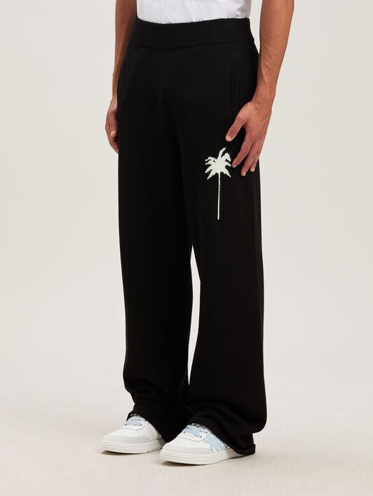 PALM ANGELS  Palm Inlay knit pants BLACK - OFF WHITE PMHG021S25KNI001