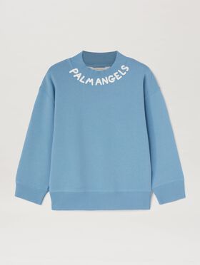 PALM ANGELS  Block logo sweatshirt DUSY BLUE OFF WHITE PBBA012S25FLE002