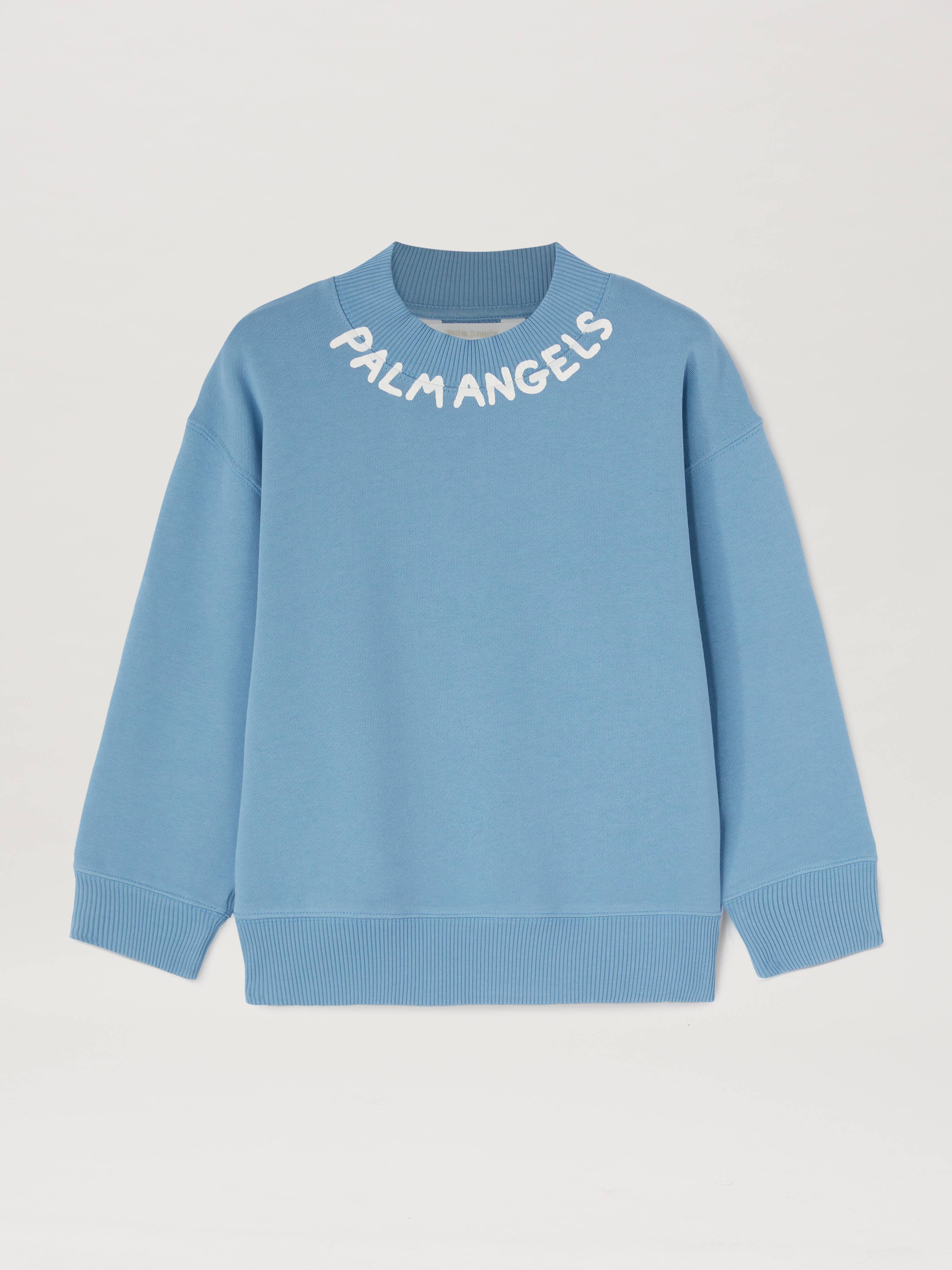 PALM ANGELS  Block logo sweatshirt DUSY BLUE OFF WHITE PBBA012S25FLE002
