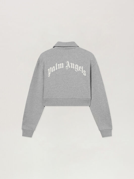 PALM ANGELS Polo A Maniche Lunghe Con Logo GREY MELANGE - OFF WHITE PAWGC03F26FL01