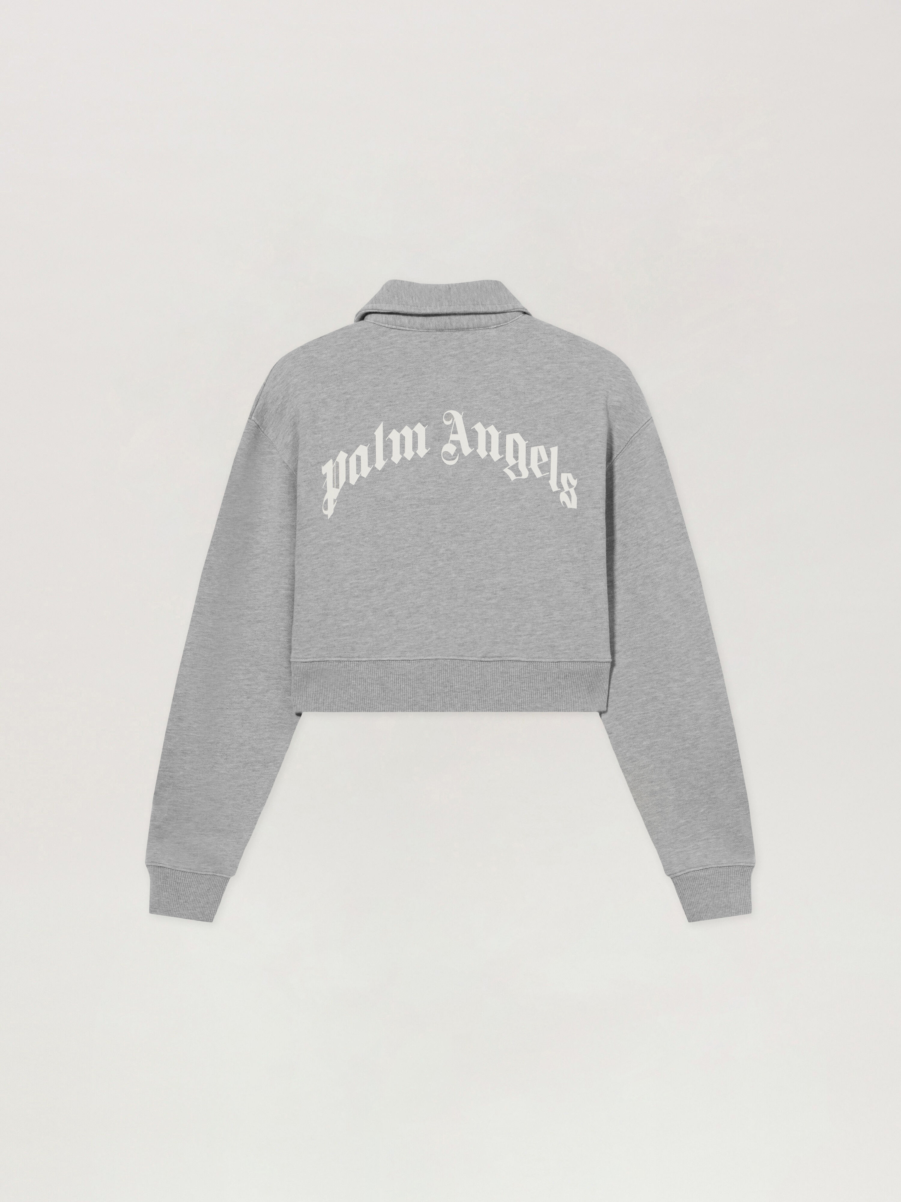 PALM ANGELS Polo A Maniche Lunghe Con Logo GREY MELANGE - OFF WHITE PAWGC03F26FL01