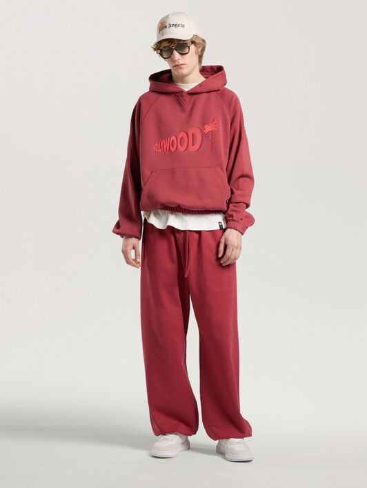 Sunset Blvd Palm Loose Hoodie PALM ANGELS Sunset Blvd Palm Loose Hoodie BRICK RED - RED PAMBB04W26FL02