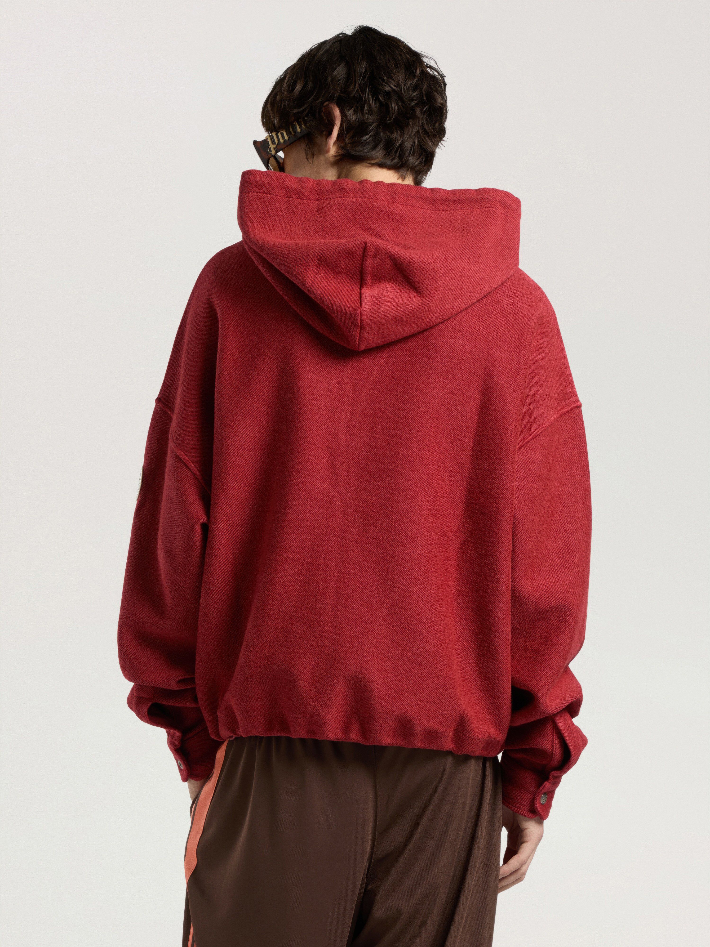 Palm Tree Zip Loose Hoodie PALM ANGELS Palm Tree Zip Loose Hoodie BRICK RED - OFF WHITE PAMBE03W26FL02