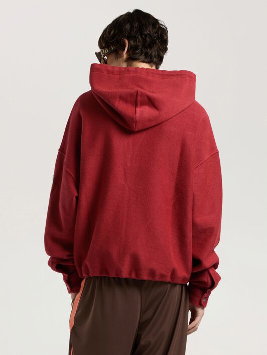 Palm Tree Zip Loose Hoodie PALM ANGELS Palm Tree Zip Loose Hoodie BRICK RED - OFF WHITE PAMBE03W26FL02