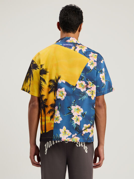 PALM ANGELS Paxvlbq_Hawaian Mix Shirt BLUE - YELLOW PMGG00DF25FAB001