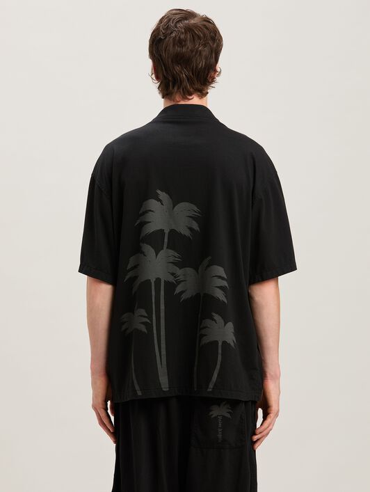 PALM ANGELS  Palm dyed bowling shirt BLACK - BLACK PMGG009S25FAB001