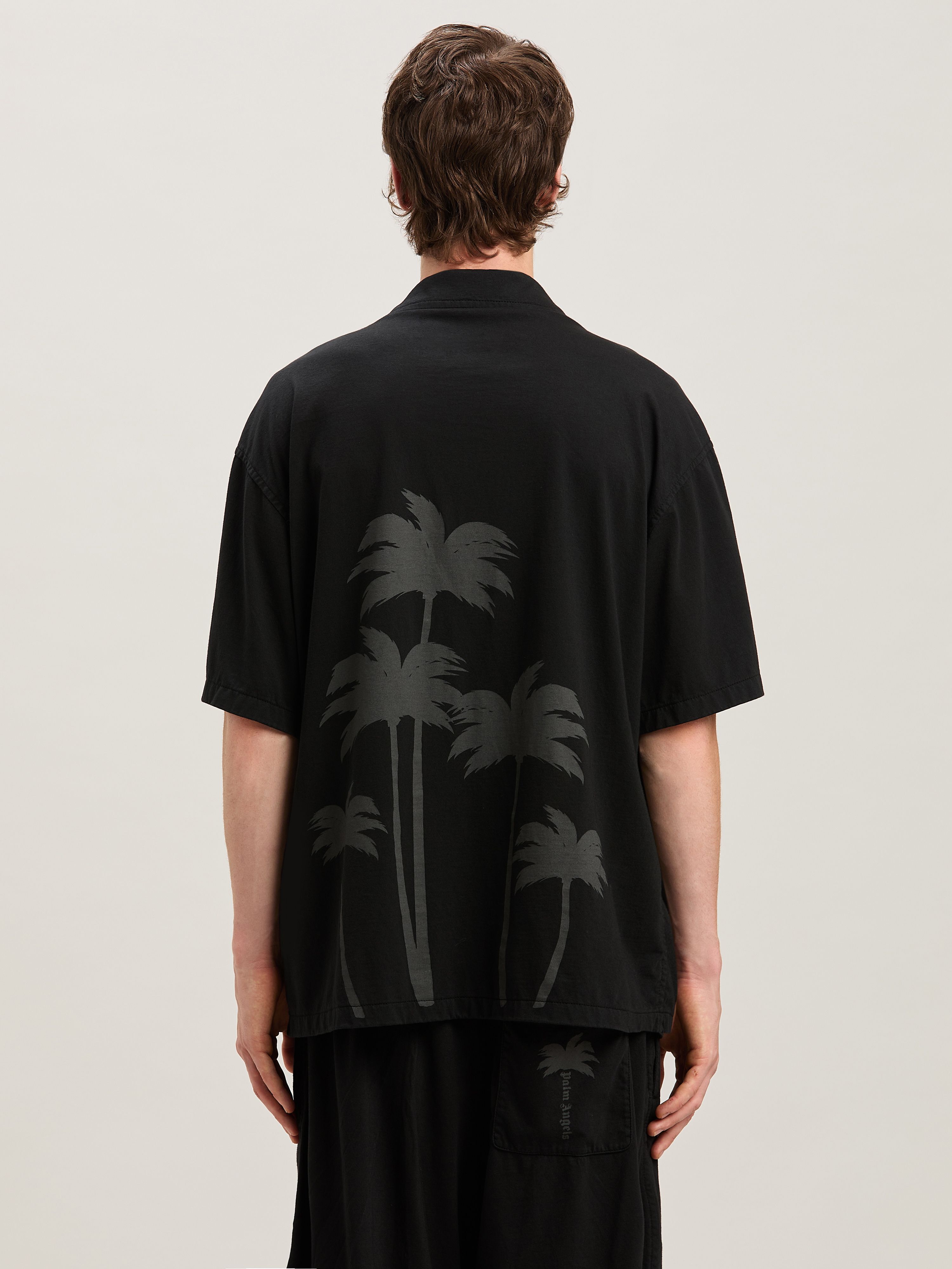 PALM ANGELS  Palm dyed bowling shirt BLACK - BLACK PMGG009S25FAB001