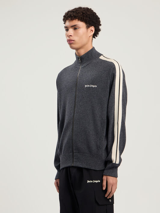 PALM ANGELS Classic Logo Knit Track Jkt DARK GREY - OFF WHITE PMHA063F25KNI001