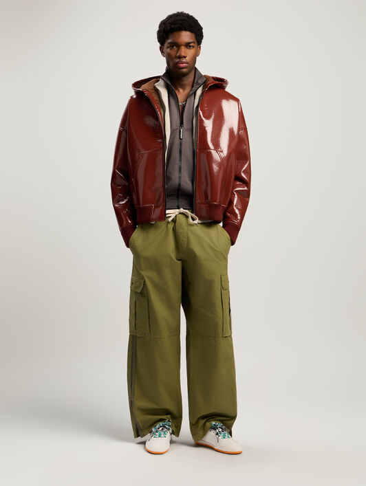 Curved Logo Vinyl Bomber PALM ANGELS Curved Logo Vinyl Bomber BRICK RED - BRICK RED PMEH03AF25FAB001