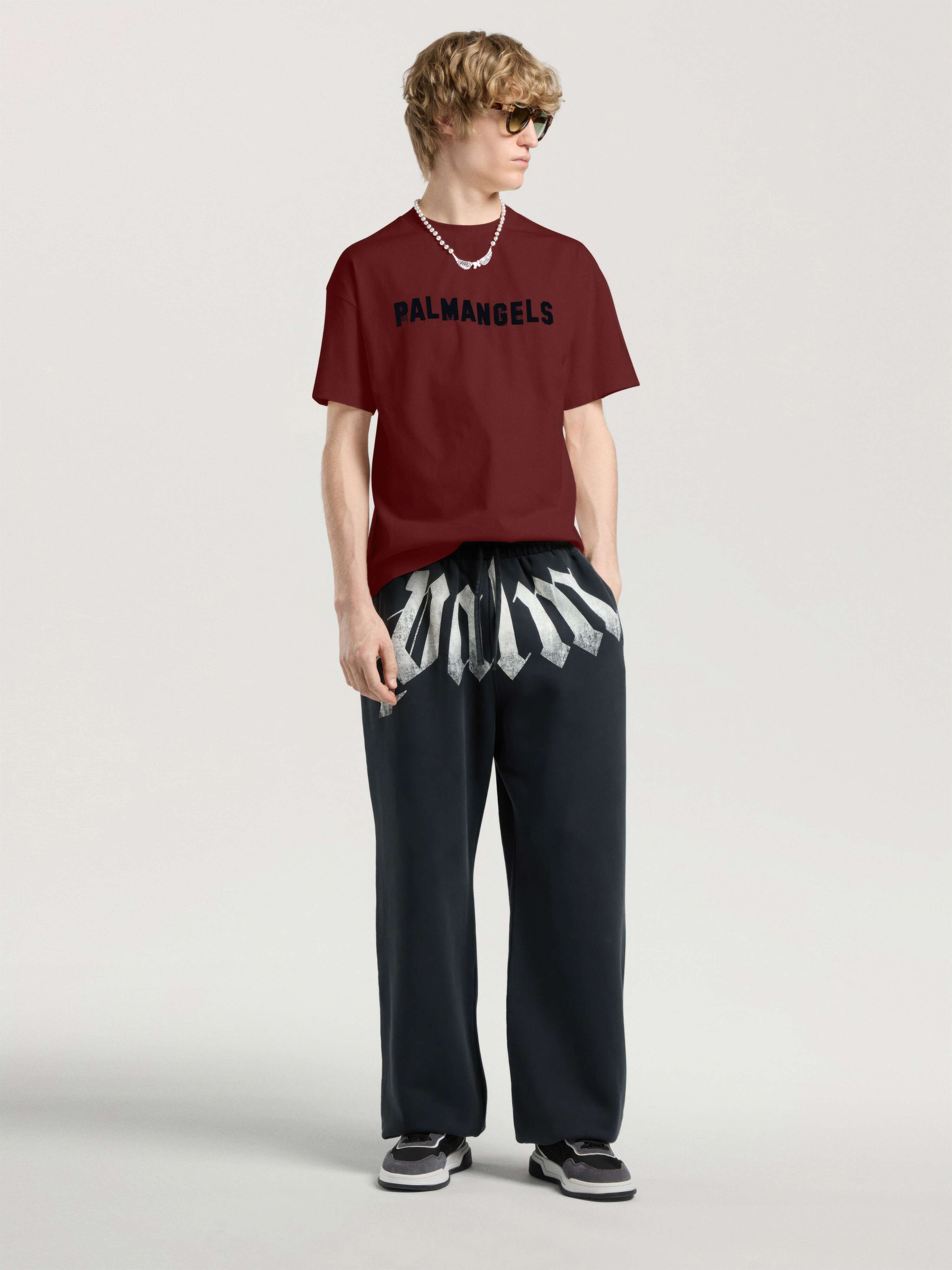 Palm Hills Regular T-Shirt PALM ANGELS Palm Hills Regular T-Shirt BRICK RED - BLACK PAMAA01W26JR18