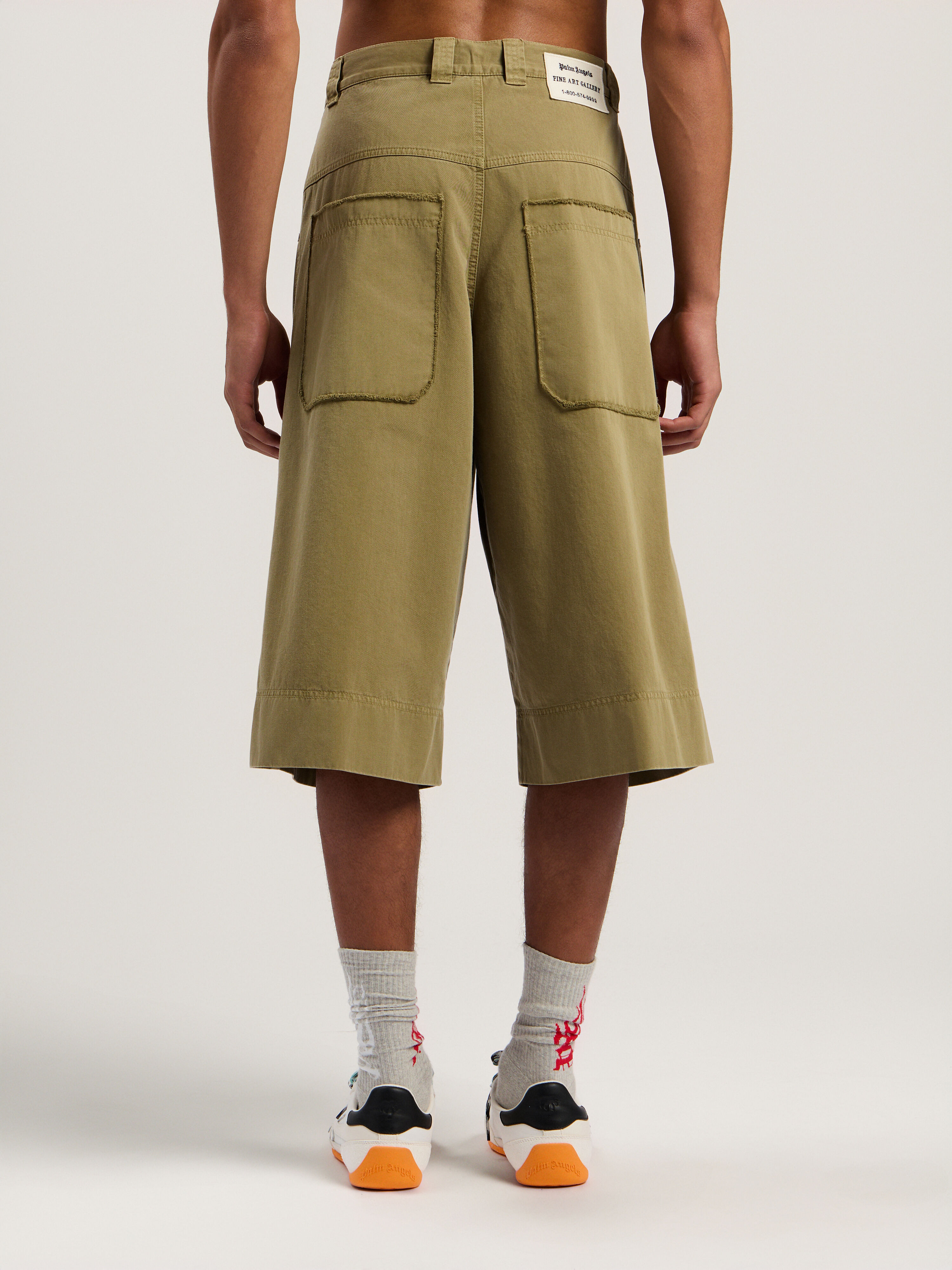 PALM ANGELS Military Patch Bermuda Shorts ARMY GREEN - MULTICOLOR PMCB05AF25FAB001