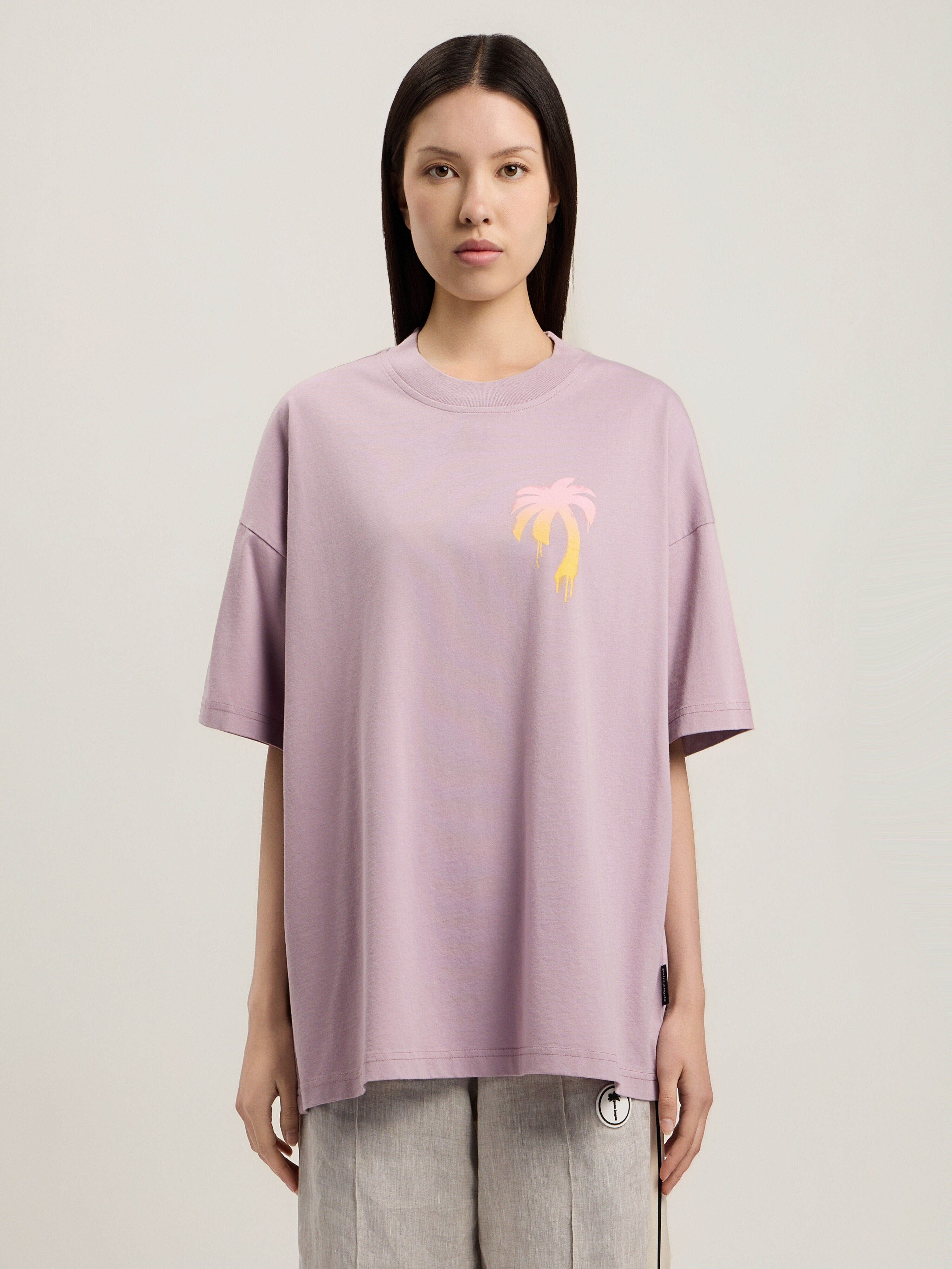 PALM ANGELS I Love PA Loose T-Shirt LILAC WHITE PWAA07BS26JER004