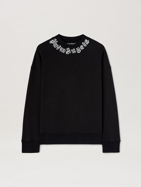 PALM ANGELS  Flame logo Sweatshirt IVORY - BLACK PMBA080S25FLE002