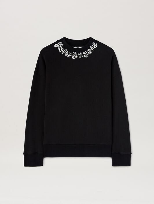 PALM ANGELS  Flame logo Sweatshirt NERO - OFF WHITE PMBA026S25FLE002