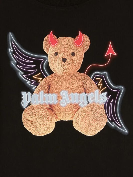 PALM ANGELS  Angel-devil Bear T-shirt BLACK BROWN PBAA003C99JER007