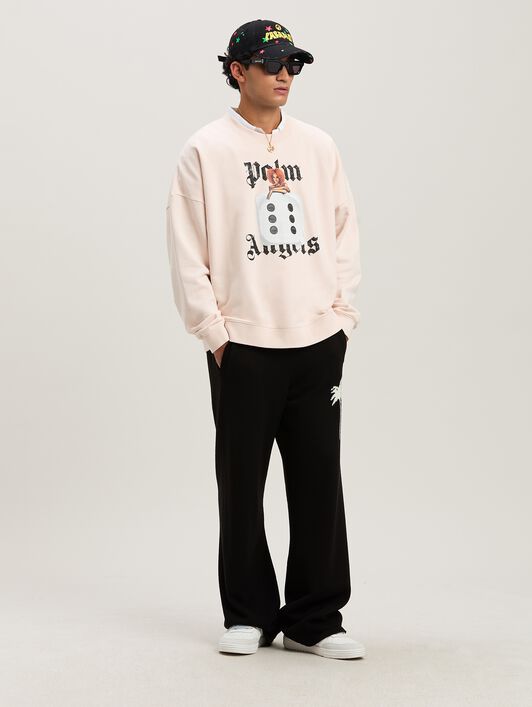 PALM ANGELS  Pin-up Sweatshirt mit Rundhalsausschnitt SOFT PINK - BLACK PMBA080S25FLE003